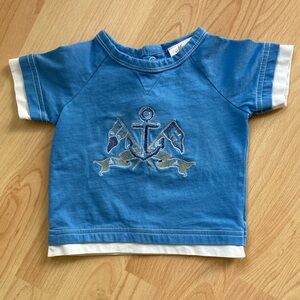 Mini classic: 6m boys nautical themed embroidered short sleeve tee